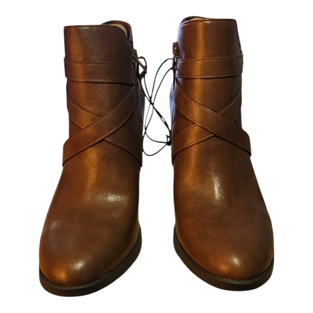 Style & Co Women's Zetaa Strappy Belt Heeled Booties Boots Brown Size 9 - Picture 4 of 8